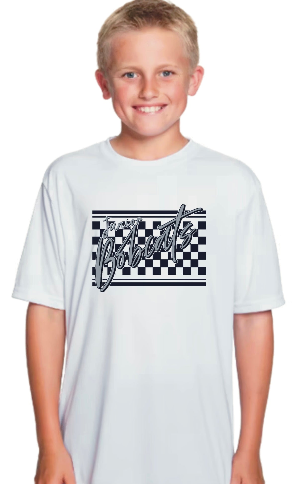 Jr. Bobcats Checkered Youth Dry Fit Shirt