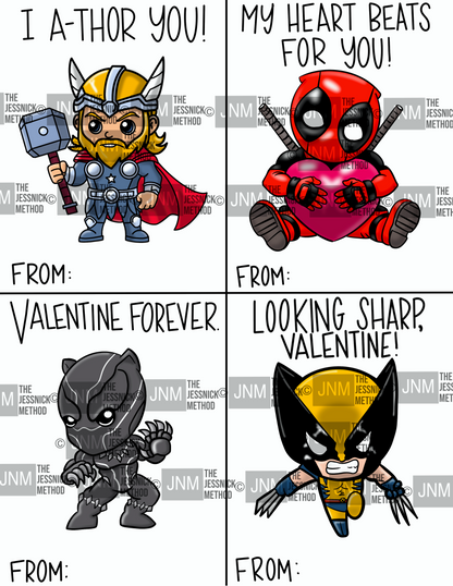Printable Hero Valentines